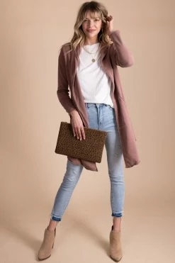 Almost Nothing Hold My Hand Hooded Cardigan -Bella Ella Sales pink full 5000x