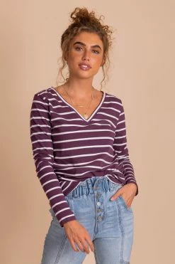 Bella Ella Boutique Everything You Need Burgundy Striped Top -Bella Ella Sales purple main 31526975 676a 473d b826 8a668ecc8119 5000x