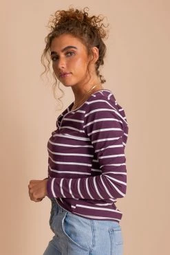 Bella Ella Boutique Everything You Need Burgundy Striped Top -Bella Ella Sales purple side 85b23234 eb31 4622 ad62 76a18f83653f 5000x