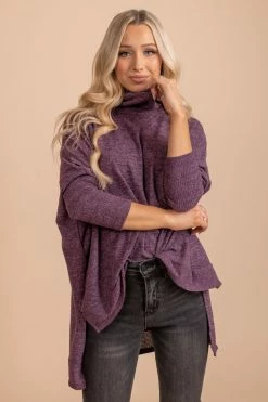 Zenana Highs And Lows Cowl Neck Tunic Top 18 Zenana Highs And Lows Cowl Neck Tunic Top -Bella Ella Sales purple top featured 5000x