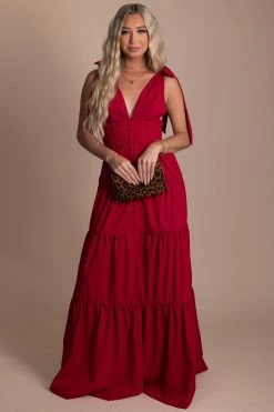 Kay Fashion Little Confessions Button Front Maxi Dress -Bella Ella Sales red front 5f6e2db2 da6d 473f 91ec 593949cd7e38 5000x