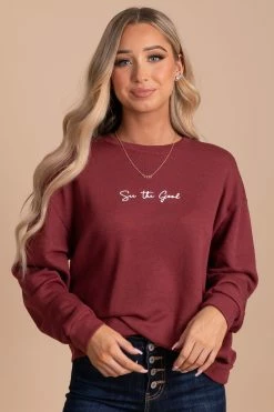 Tres Bien See The Good Pullover Sweater - Red