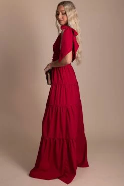 Kay Fashion Little Confessions Button Front Maxi Dress -Bella Ella Sales red side 0ee8d5b7 be99 4212 baa9 4c0f6a6ab979 5000x