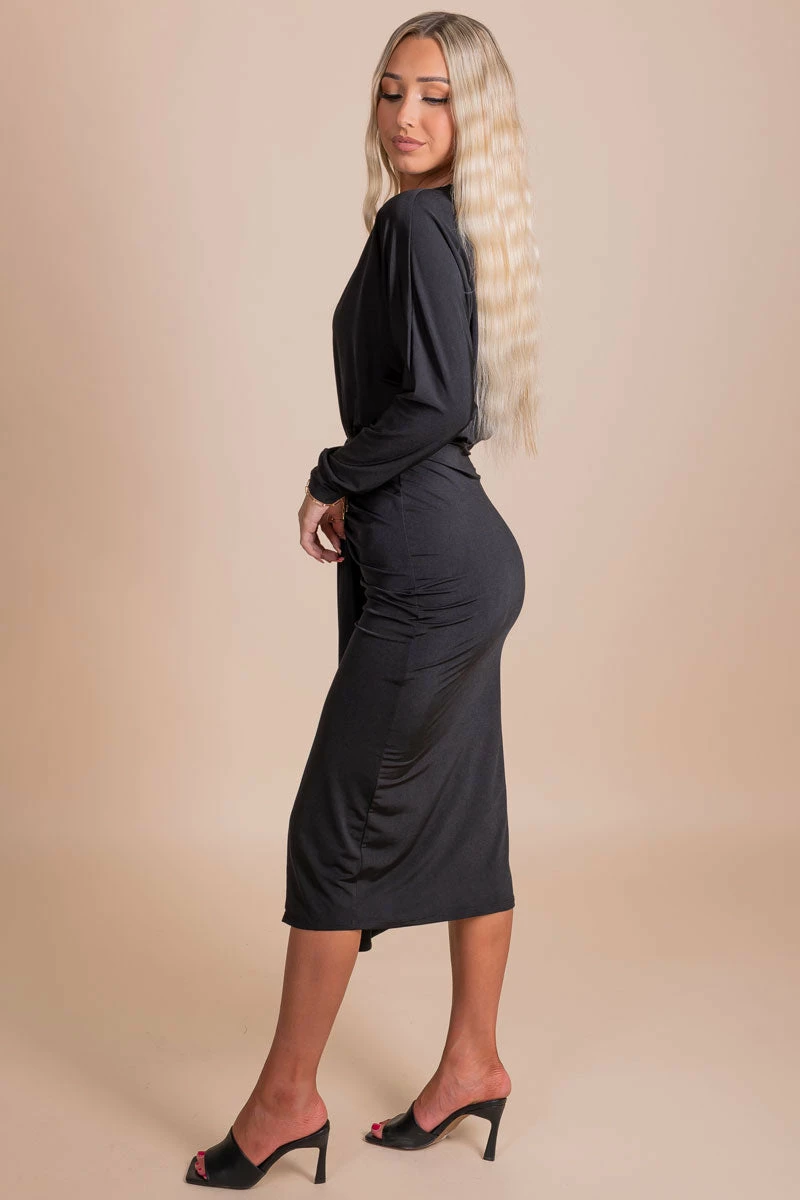 Cameo Knot Like The Rest Midi Dress - Black 2 Cameo Knot Like The Rest Midi Dress - Black - Image 2