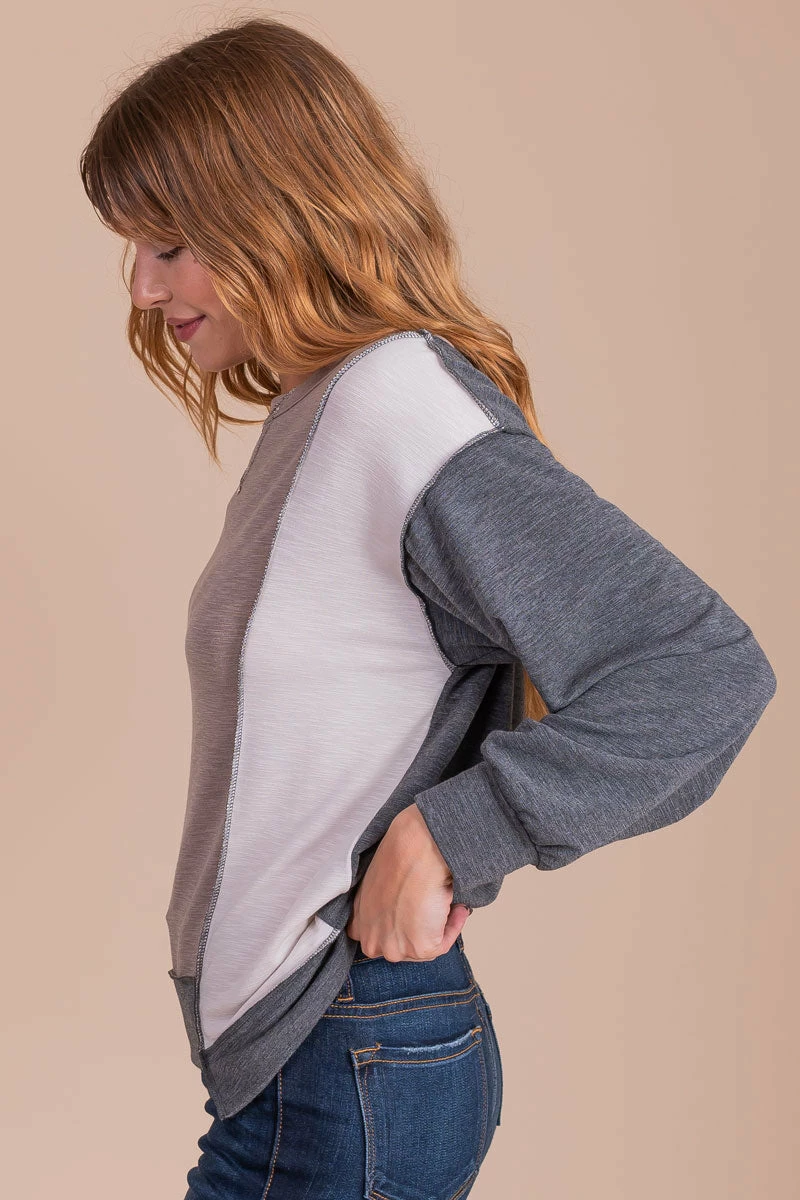 Bibi Young And In Love Color Block Top - Light Brown 2 Bibi Young And In Love Color Block Top - Light Brown - Image 2