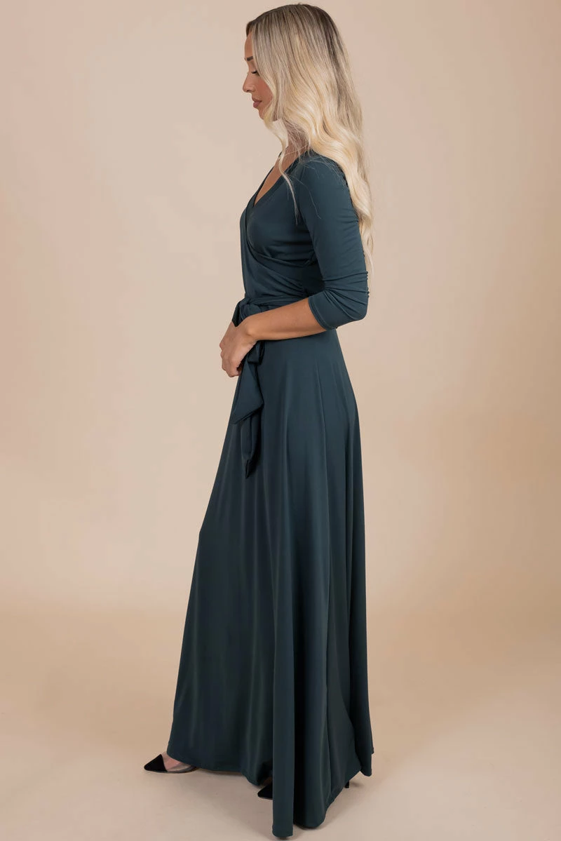 Janette Little Secrets V-Neck Maxi Dress - Dark Green 2 Janette Little Secrets V-Neck Maxi Dress - Dark Green - Image 2