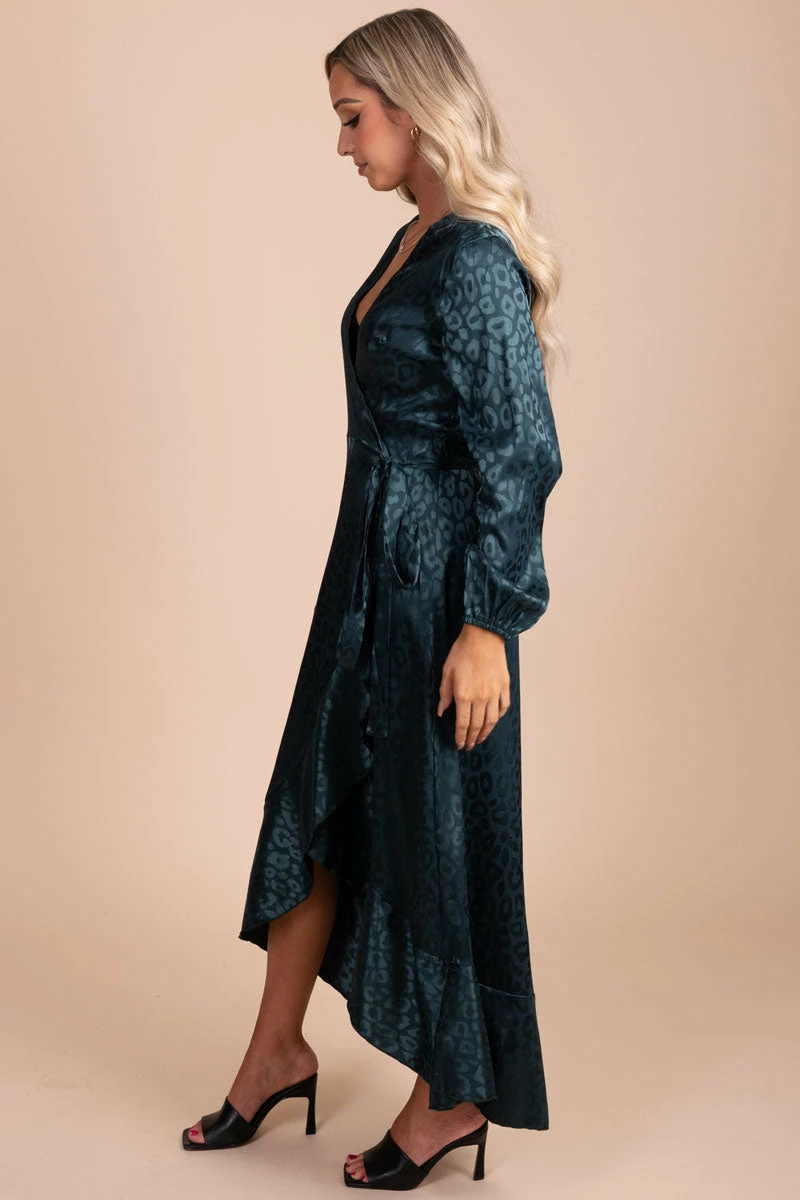 Adele B In The Wild Animal Print Wrap Dress - Dark Green 2 Adele B In The Wild Animal Print Wrap Dress - Dark Green - Image 2