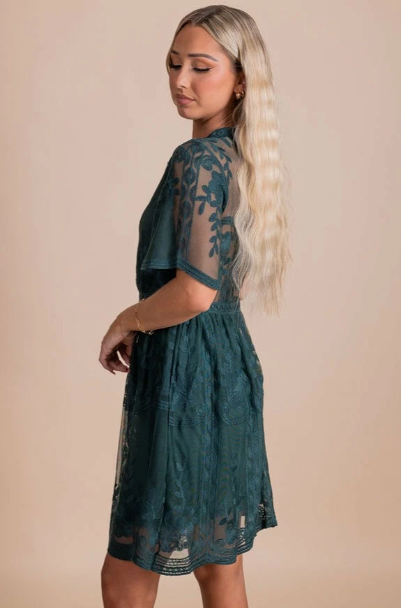 IRIS Light My Fire Dark Teal Lace Mini Dress 2 IRIS Light My Fire Dark Teal Lace Mini Dress - Image 2