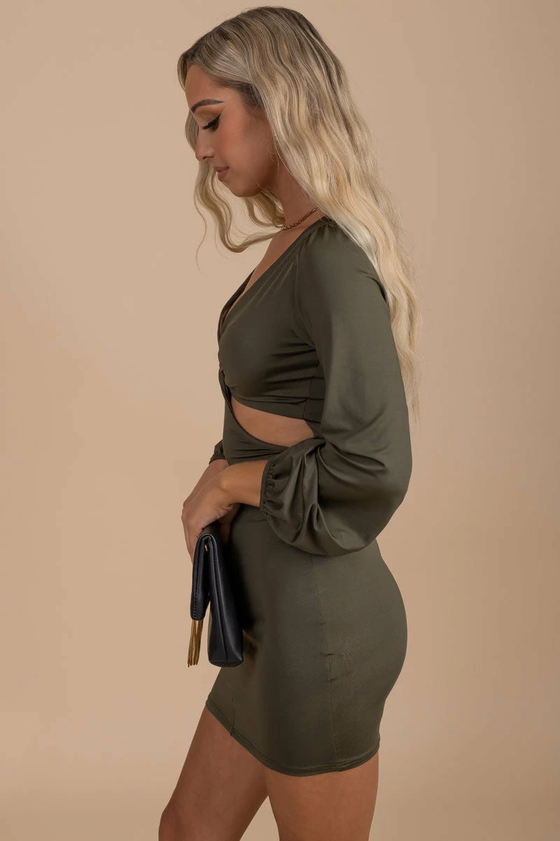 HOT CHOCOLATE The City Never Sleeps Cut-Out Mini Dress - Green 2 HOT CHOCOLATE The City Never Sleeps Cut-Out Mini Dress - Green - Image 2