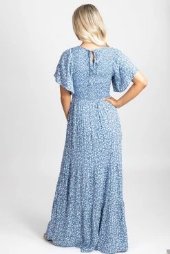 In Loom Hey There Delilah Floral Maxi Dress -Bella Ella Sales slow dancing blue back 5000x