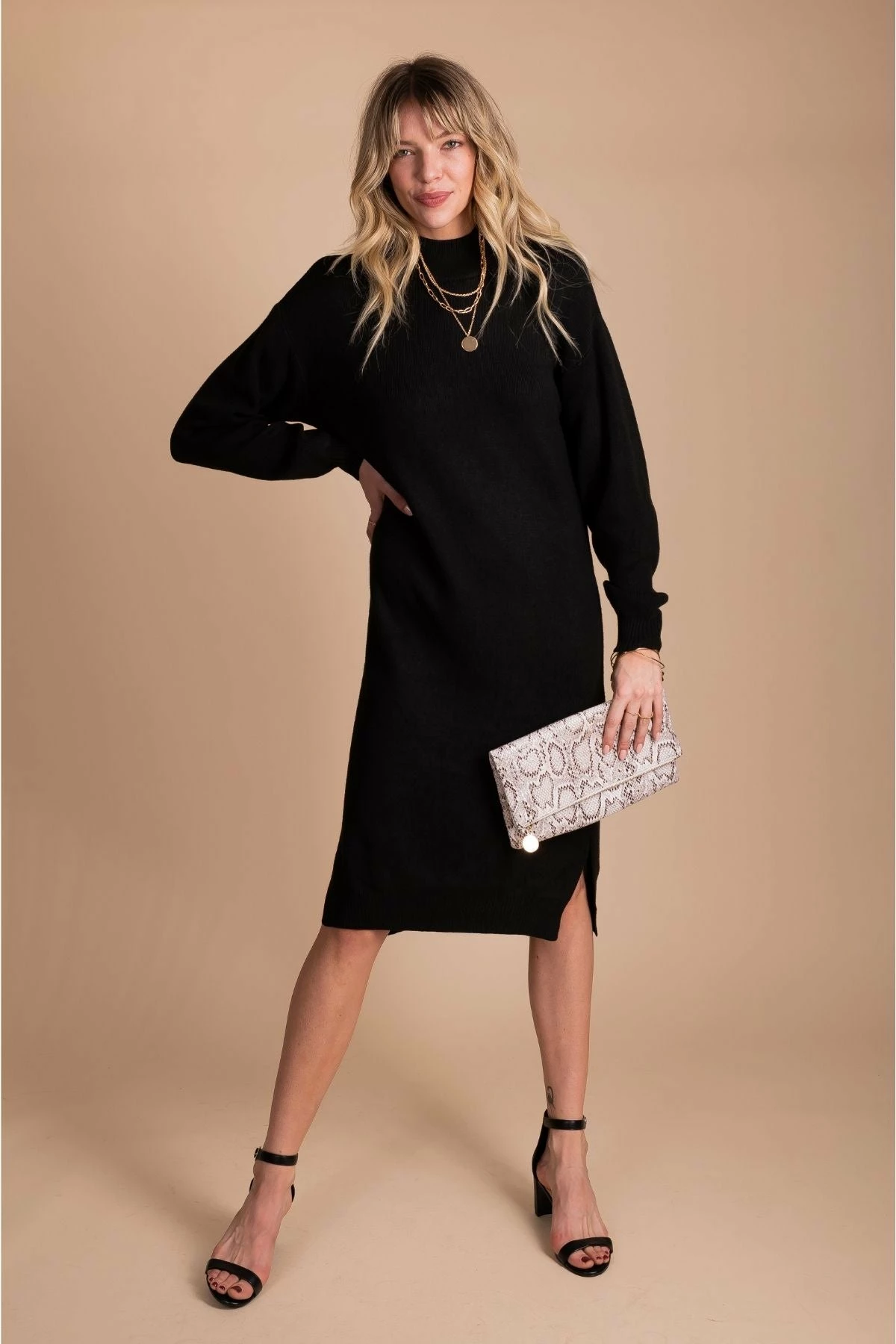 Almost Nothing Thinking Out Loud Long Sleeve Sweater Dress 1 Almost Nothing Thinking Out Loud Long Sleeve Sweater Dress