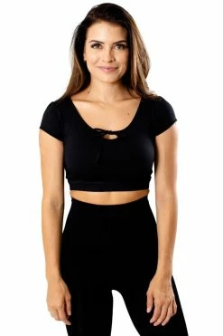 Venus Athletic Cropped Tie Accent Top