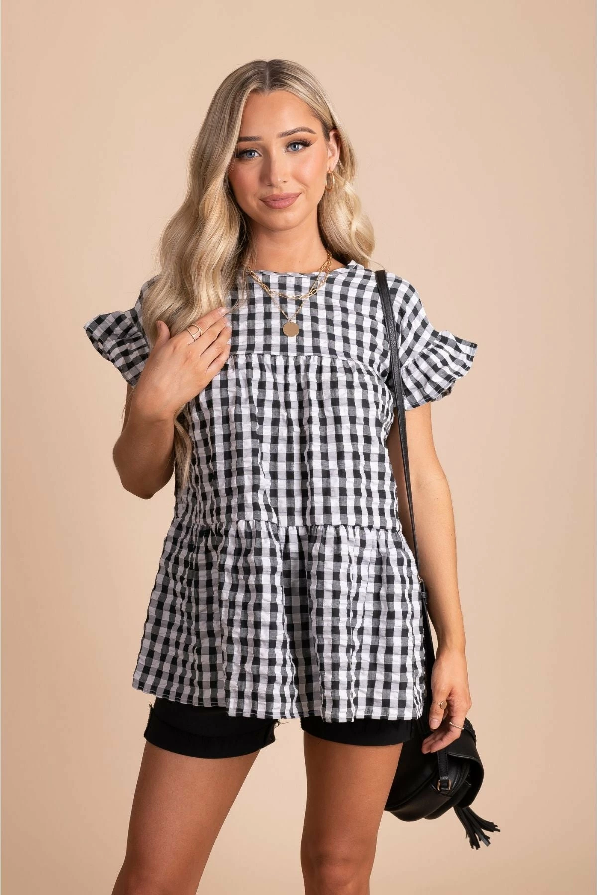 2 Hearts Be Unforgettable Gingham Peplum Top 1 2 Hearts Be Unforgettable Gingham Peplum Top