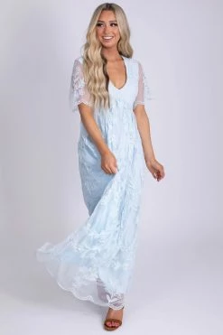 Polagram Unstoppable Lace Maxi Dress -Bella Ella Sales ustoppable blue front 5000x
