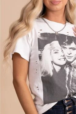 Blue B Vintage Love Distressed Graphic Tee - White 8 Blue B Vintage Love Distressed Graphic Tee - White -Bella Ella Sales vintagelovegraphicteecloseup 5000x