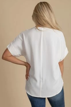 Zenana Born For This Short Sleeve Blouse -Bella Ella Sales white back e930d3a8 4452 4273 8859 f35da0ea4f17 5000x