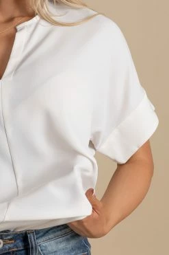 Zenana Born For This Short Sleeve Blouse -Bella Ella Sales white detail 04c21838 56f9 44c4 85b4 186f49b132c3 5000x