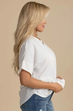 Zenana Born For This Short Sleeve Blouse -Bella Ella Sales white side 14972488 d9ae 4258 bf44 860c7f112d8a 5000x