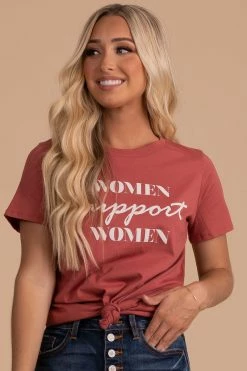 Tres Bien Women Support Women Graphic Tee - Red