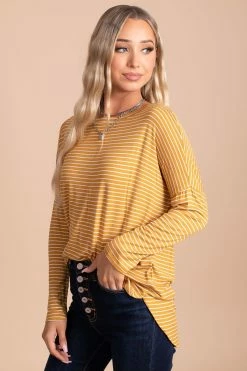 Ginger G Playing For Keeps Striped Long Sleeve Top -Bella Ella Sales yellow side 73ec1ede cb30 4f5e a554 ad29639909c8 5000x